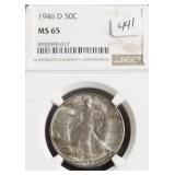 1946 D NGC MS 65 WALKING HALF DOLLAR