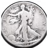 1929 S WALKING HALF DOLLAR VG