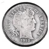 1912 BARBER DIME VG