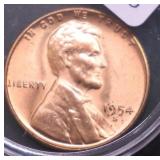 1954 D GEM RED LINCOLN CENT