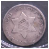 1853 SILVER 3 CENTS VG