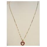 STERLING SILVER GOLD WASH RUBY PENDANT NECKLACE