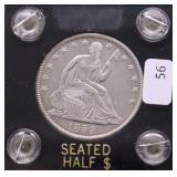 1859 O SEATED HALF DOLLAR AU+