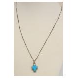 STERLING SILVER TURQUOISE  CROSS NECKLACE