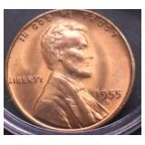 1955 S SUPURB GEM RED LINCOLN CENT