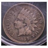 1863 INDIAN HEAD CENT VF