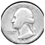1936 S WASHINGTON QUARTER VG