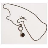 STERLING SILVER BROWN STONE WATCH  FOB