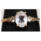 10K GOLD WHITE SAPPHIRE/DIAMOND RING SZ7.25