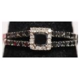 10K WHITE GOLD BLACK DIAMOND WHITE DIAMOND RING