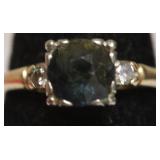 14K GOLD ALEXANDRITE /DIAMOND RING SZ 5  2.48GRAM