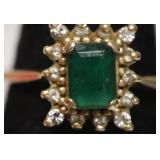 14K GOLD EMERALD/DIAMOND RING SZ 6.25  4.11GRAMS