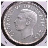 1950 CANADA SILVER DOLLAR AU