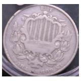 1868 SHILED NICKEL VF