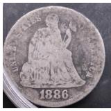 1886 SEATED DIME G