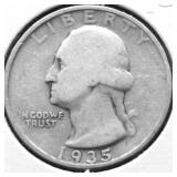 1935 D WASHINGTON QUARTER VG