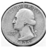 1935 S WASHINGTON QUARTER VG