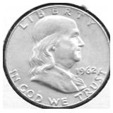 1962 D CHOICE BU FRANKLIN HALF DOLLAR