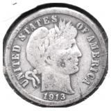 1913 BARBER DIME G