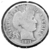 1911 D BARBER DIME G