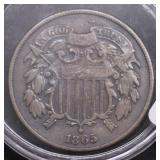 1865 TWO CENT PIECE XF