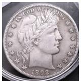 1892 O BARBER HALF DOLLAR XF