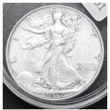 1937 WALKING HALF DOLLAR AU