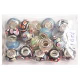 BAG OF STERLING SILVER GLASS BEADS