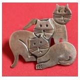 STERLING SILVER CAT BROACH