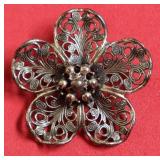 STERLING SILVER FLOWER BROACH