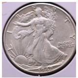 1942 D WALKING HALF DOLLAR AU