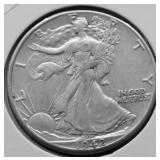 1942 WALKING HALF DOLLAR AU