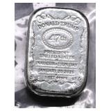 1  OZ DONALD TRUMP STAMPED  .999 SILVER BAR