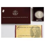 PROOF THOMAS JEFFERSON SILVER DOLLAR W BOX PAPERS