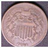 1864 TWO CENT PIECE VF