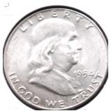 1954 D CHOICE BU FRANKLIN HALF DOLLAR