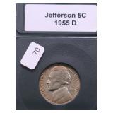 1955 D GEM BU JEFFERSON NICKEL