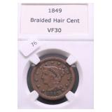 1849 LARGE CENT XF