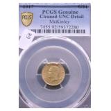 1917 PCGS UNC DETAILS MCKINLEY GOLD DOLLAR