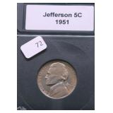 1951 PROOF JEFFERSON NICKEL