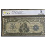 1899 PCGS F12 5 $ SILVER CERTIFICATE