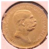 1909 AUSTRIA GOLD 10 KRONER AU