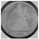 1889 S SEATED DIME AG