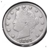 1897 V NICKEL VF