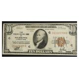 1929 10 $ NATIONAL CURRENCY VF