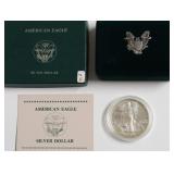 1989 SILVER EAGLE  GEM W BOX PAPERS
