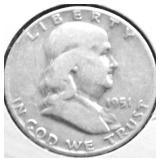 1951 S FRANKLIN HALF DOLLAR VG