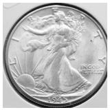 1945 D GEM BU WALKING HALF DOLLAR