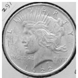 1922 CHOICE BU PEACE DOLLAR