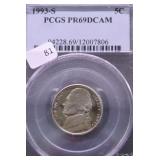 1993 S PCGS PF69DC JEFFERSON NICKEL